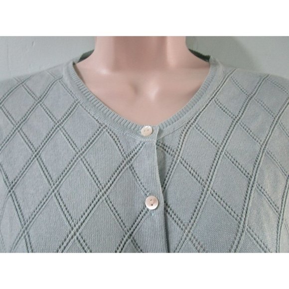 Brooks Brothers Silk Cashmere Blend Cardigan Ladies L Green Diamond Pattern EUC - Picture 3 of 14